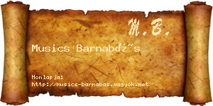 Musics Barnabás névjegykártya